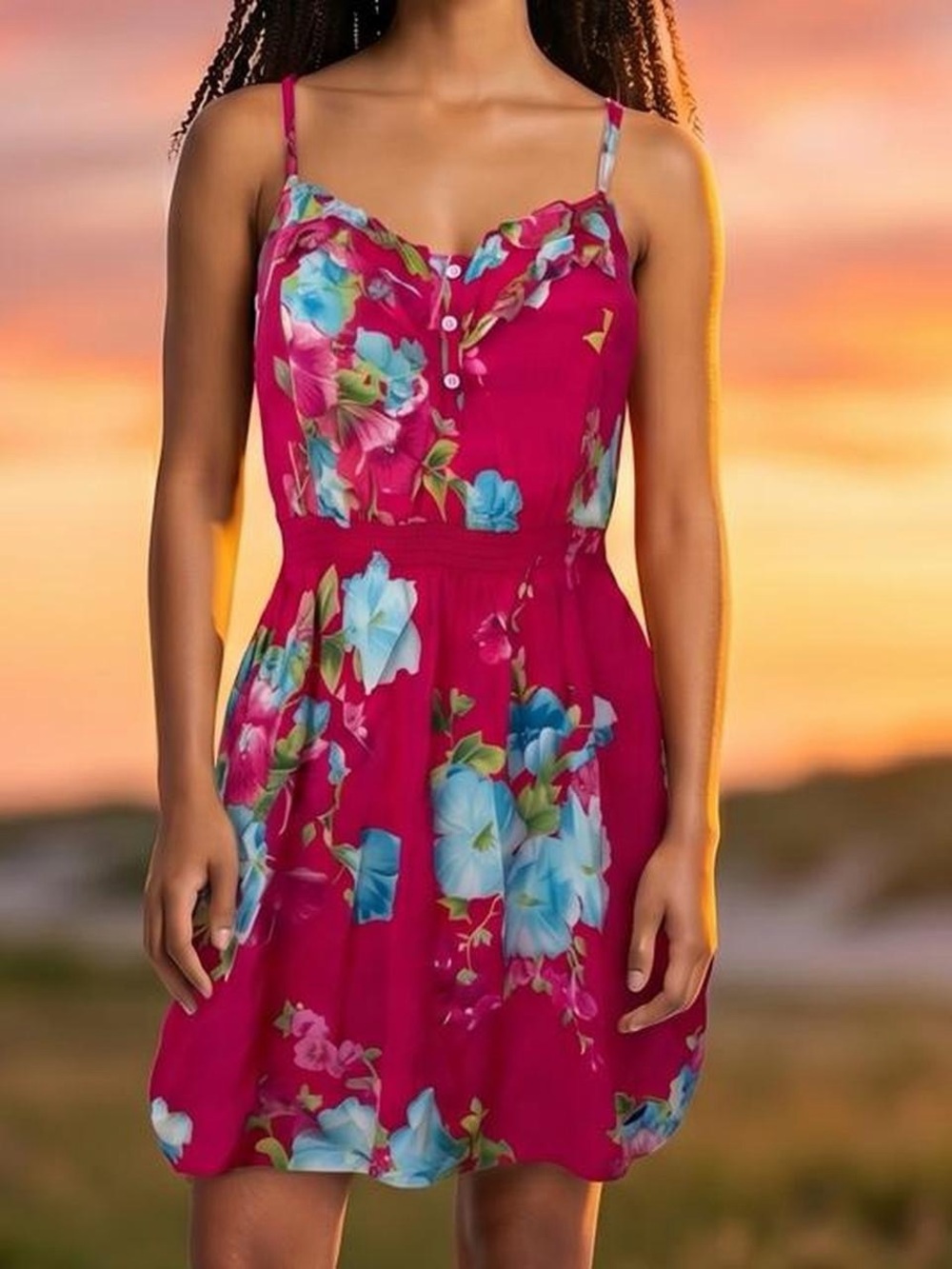 Hollister Women’s Floral Summer Dress in Pink, XS